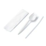 Faithful Supply 250/case Plastic Sporks Sets with Straw and Napkin - Wrapped ...