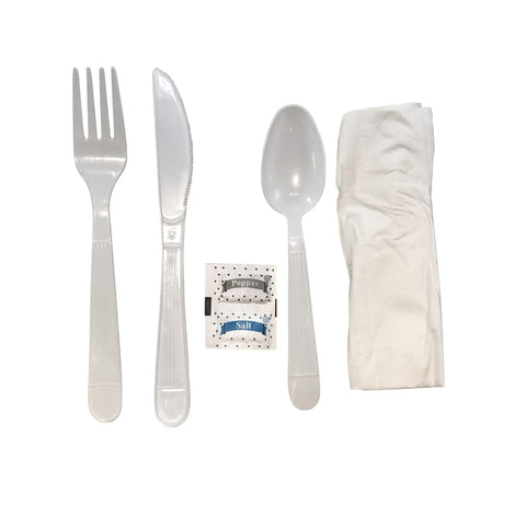 Faithful Supply 125/case Plastic Cutlery Packets in Bulk Individually Wrapped...