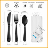 Faithful Supply - 25 To Go Containers with Black Plastic Cutlery Kits, 3 Comp...