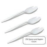 Faithful Supply 250 Individually Wrapped Spoons | Disposable Spoons Plastic Bulk | Bulk Plastic Spoons Individually Wrapped | Disposable Flatware Spoons