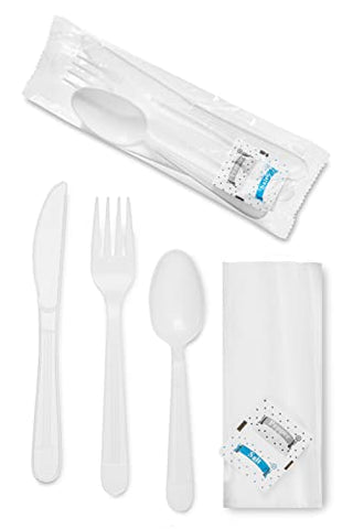 Faithful Supply Plastic Cutlery Packets - Heavy Duty Knife Fork Spoon