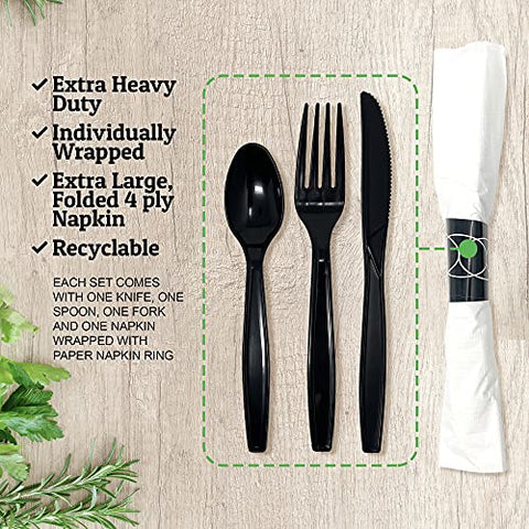 Faithful Supply Pre Rolled Napkin with Plastic Silverware Extra Heav
