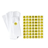 White Paper Silverware Sleeves Seven Unique Smiley Face Thank You Stickers as Bag Seal Stickers will give your occasion that special touch. Perfect Silverware Bags for parties or gatherings.