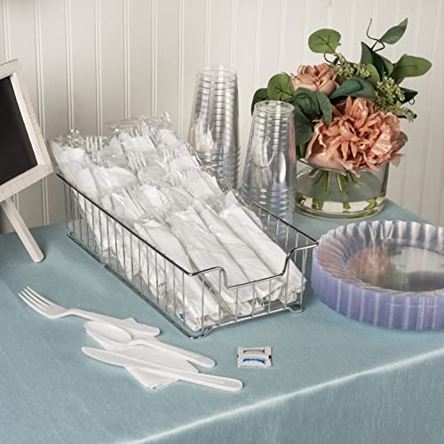 200 ct Pre Rolled Napkin with Plastic Silverware - Extra Heavy Duty Knife Fork Spoon Napkin Sets - Individually Wrapped Packets